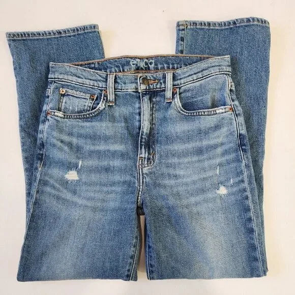 Etica Brigitte Mid Rise Crop‎ 26 Blue Straight Leg Distressed Organic Cotton - Picture 10 of 11